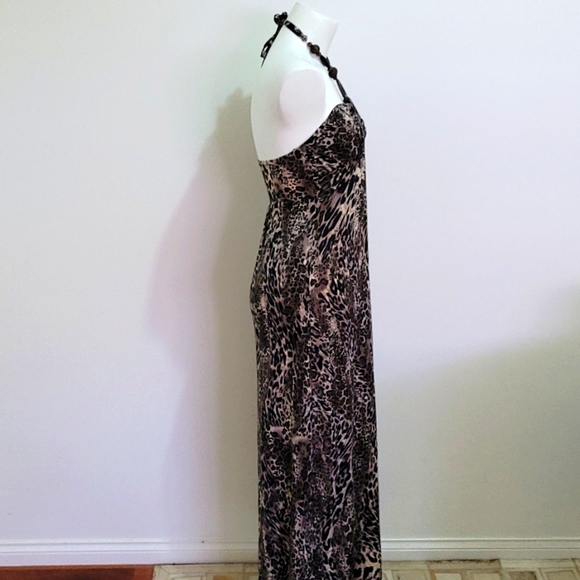 Animal print size 10 maxi dress with halter neck tie - Picture 3 of 9